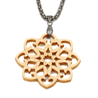 Halskette "Mandala" aus Zirbenholz